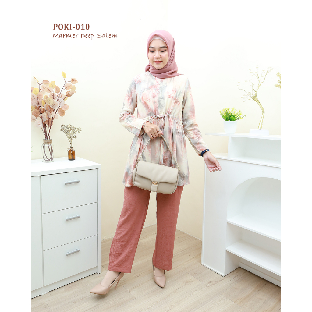 One Set POKI  Free Cepol ( Ikat Rambut Kain )- Setelan terbaru by Hijab Mamah icis Sku 2