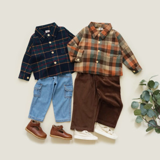 LITTLE CARACAL JADE SHIRT FLANEL KEMEJA ANAK MOTIF FLANEL UNISEX BAJU ANAK UNISEX 1-6 TAHUN