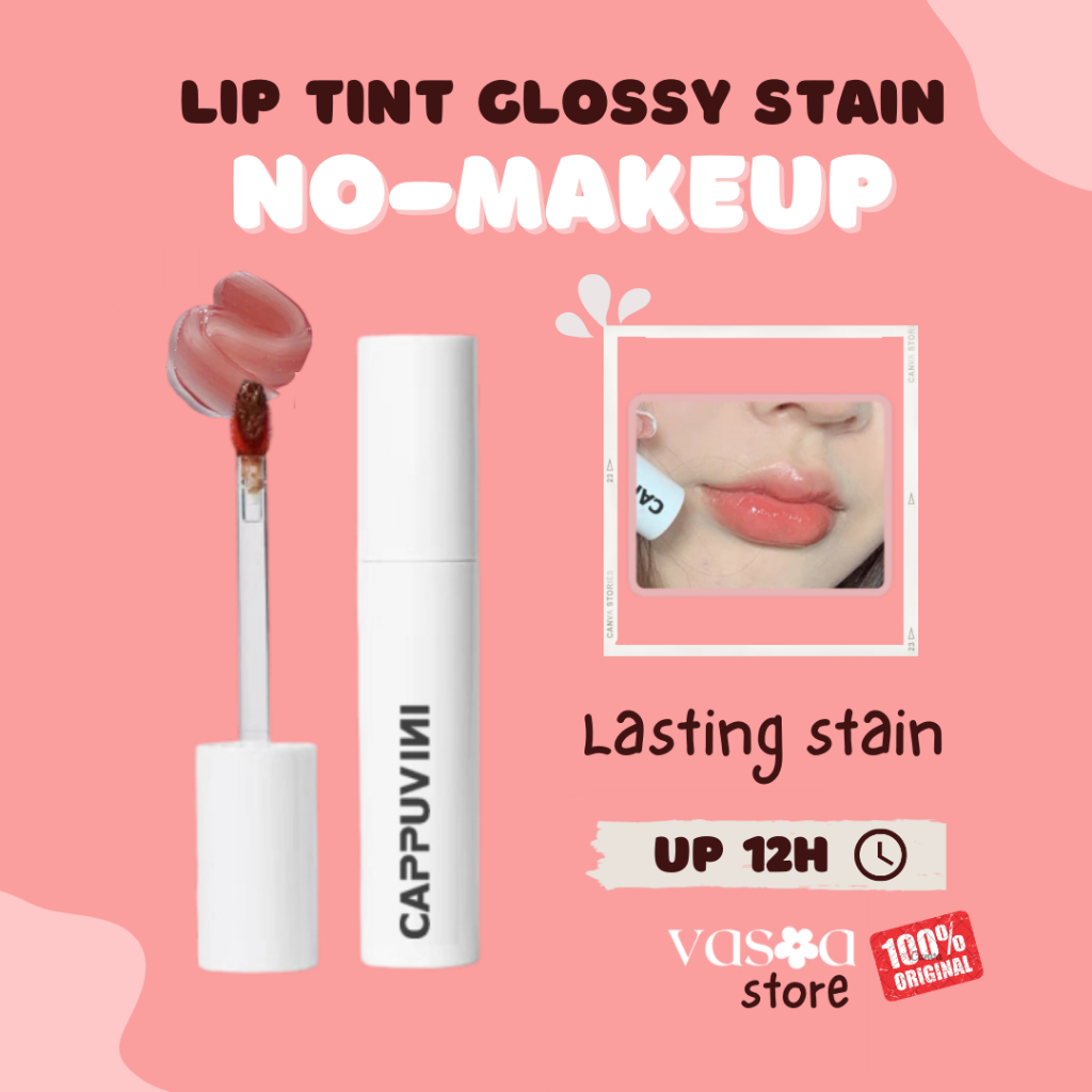 Cappuvini Lip Tint Lasting Glossy Stain No-Makeup Liptint Ringan Tahan Lama