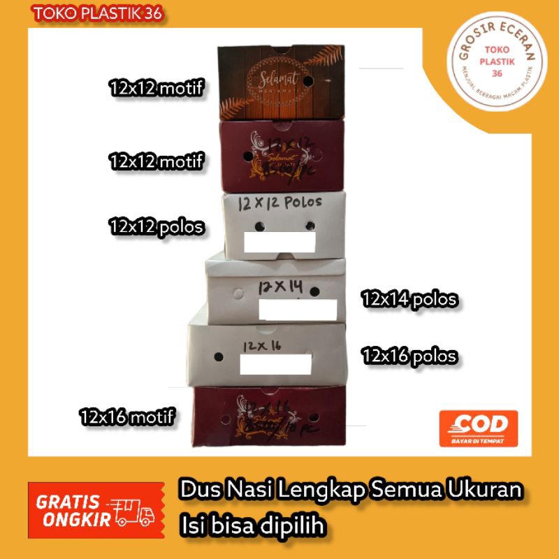 

Dus Nasi Lengkap Semua Ukuran isi bisa dipilih - Ukuran 12x12 motif - 12x12 polos - 12x14 polos - 12x16 polos - 12x16 motif - TokoPlastik36
