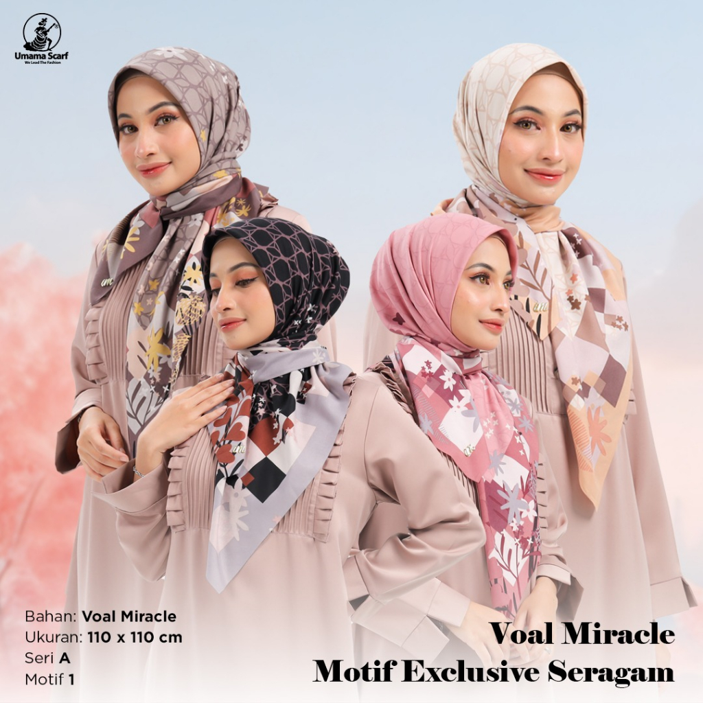 HIJAB UMAMA MOTIF HIJAB SEGI EMPAT MOTIF BAHAN VOAL MIRACLE/HIJAB UMAMA SEGI EMPAT/UKURAN 113 X 113 MOTIF ELEGAN DAN TERBARU