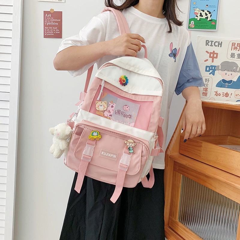 LITTLE DAISY | MONJI School Bag Korean Style / Tas Sekolah Premium Import / Tas Sekolah Besar Ransel Trendi Lucu Junior / Backpack Vira