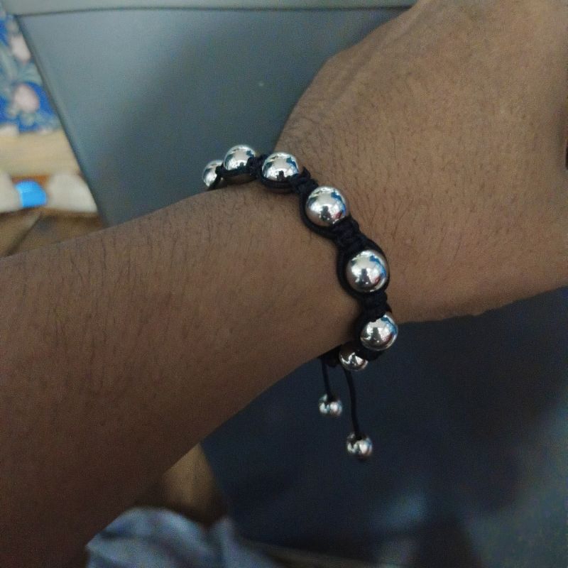 Gelang Titanium Pria Wanita Biji Lada Tali Serut
