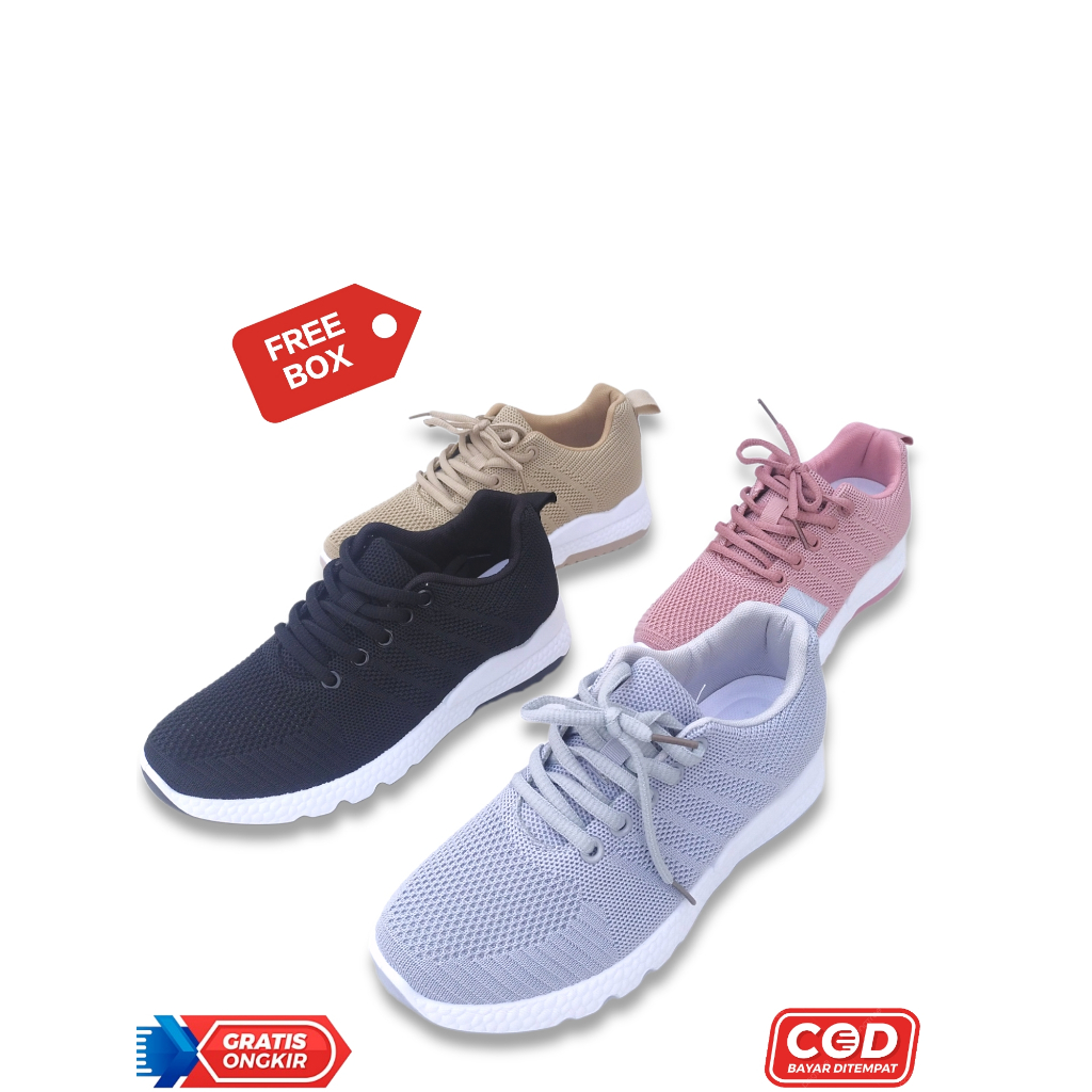 WM-1M003 SEPATU SNEAKERS RUNNING FASHION SPORT CASUAL OLAHRAGA TERBARU STYLE GARIS KOMBINASI FASHION WANITA PRIA BAHAN RAJUT SLIP ON BEST QUALITY REAL PICT