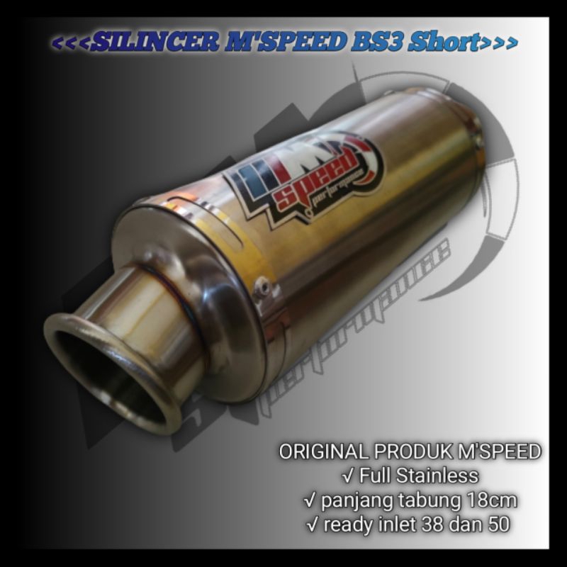 Silincer knalpot racing M Speed exhaust BS3 Short