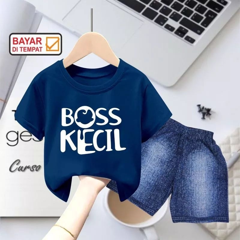 KHILIN STORE Baju Kaos BOSS KECIL Usia 2-10 Tahun Atasan Anak Laki laki Perempuan