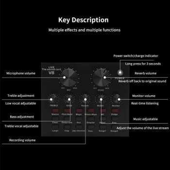 Mic Condenser san STAND Soundcard Broadcast Microphone ZLIVE Bluetooth Audio USB External Sound Card V8 Mixer