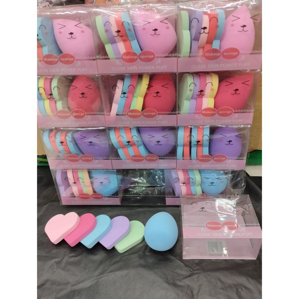 SPONS MAKE UP SET 6 PC BEAUTY BLENDER PUFF SPONGE AKSESORIS MAKE UP BOX MIKA