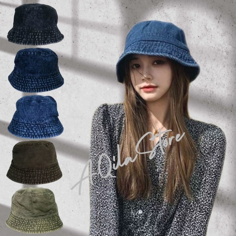 Topi Bucket Hat Jeans Denim Pria / Wanita Dewasa Gaya Trendy