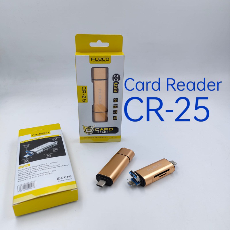 GROSIR OTG CARDREADER FLECO CR-25 3in1 TYPE C MICRO USB 3.0 TRAVEL IS MORE CONVENIENT PLUG &amp; Play BY SMOLL