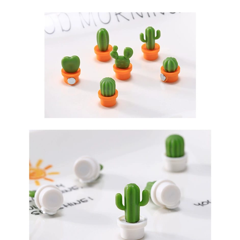 [ORGM] Magnet Kulkas Magnet Dekorasi Mini Pot Kaktus Mini 3D lucu imut set 6pc