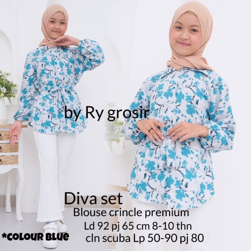 Setelan Anak blouse Crincle + celana scuba cut bray