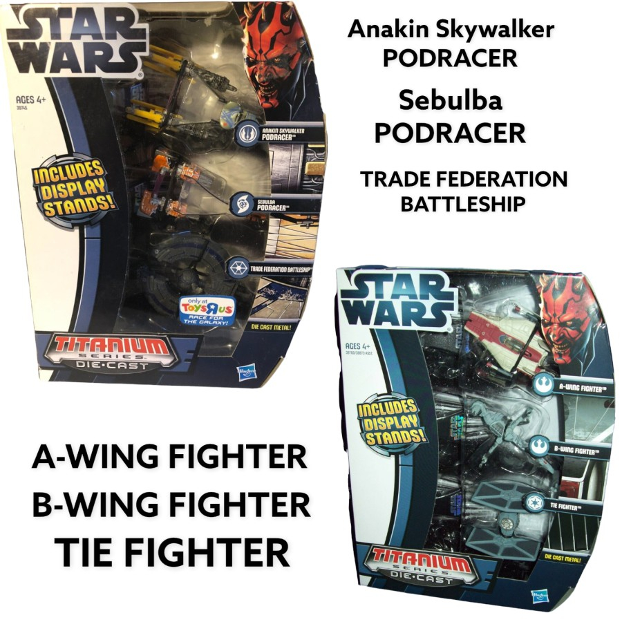 Hasbro Star Wars Titanium Die Cast Series 3-Pack - with Display Stands