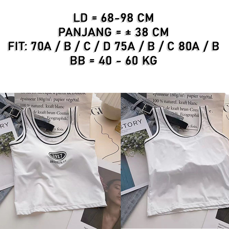 3SP | UWR112 Tanktop Bra With Cup Singlet Wanita Ice Silk Tanktop Crop Top Fashion Korea Pakaian Dalam Wanita