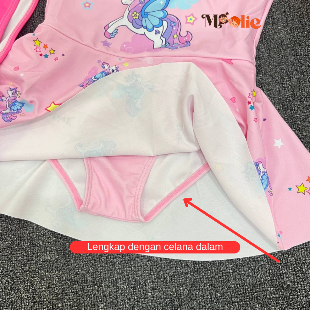 MO22 Moolie Baju Renang Swimsuit Anak Perempuan Hijab Resleting