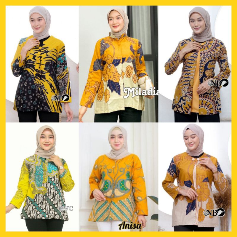 BAJU BATIK WANITA WARNA KUNING/YELLOW SERIES ATASAN BATIK WANITA MODERN BAJU SERAGAMAN KERJA KANTOR GURU KULIAH MAHASISWA