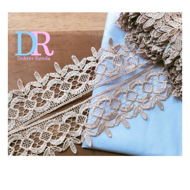 renda giper 6,3cm warna soft mocca