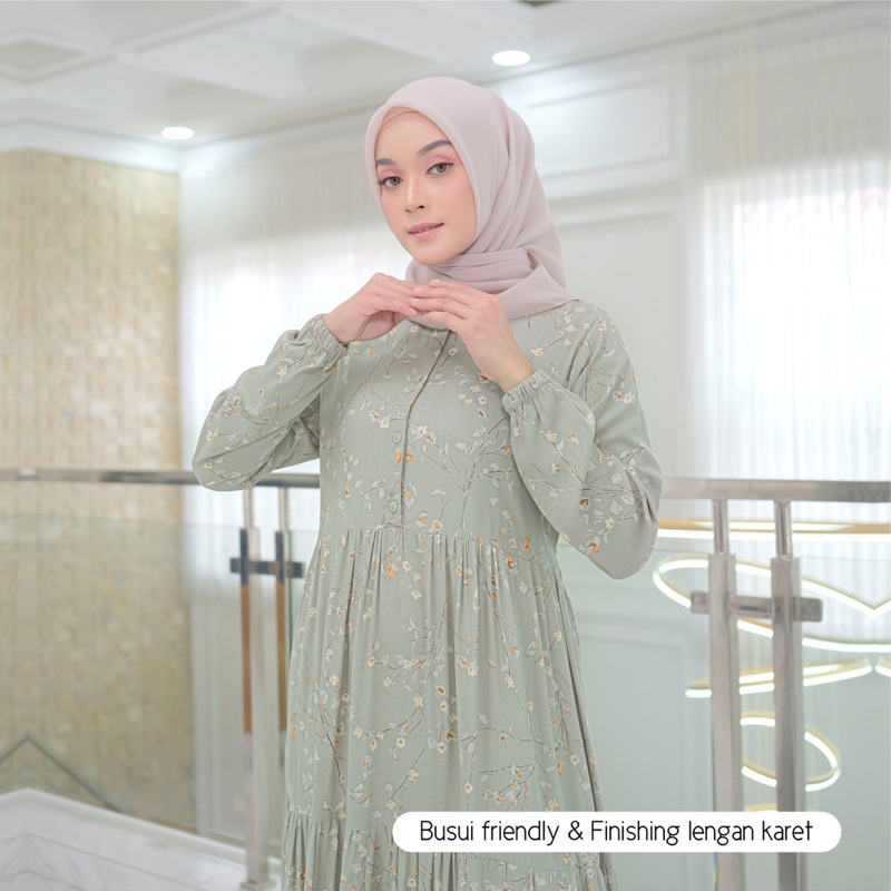 Gamis Qiana Home Dress Green Hijau Sage