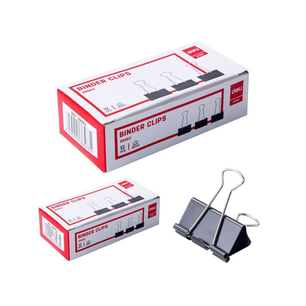 

Binder Clip Deli 32mm Isi 12 Pcs 38563 / Penjepit Kertas