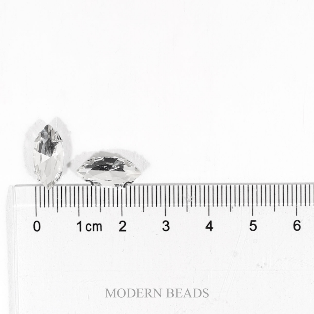 [25 pcs] Diamond Cangkang / Permata Cangkang Mata 7x15mm Putih Kristal / Bening Grade A Kaca 25 pcs