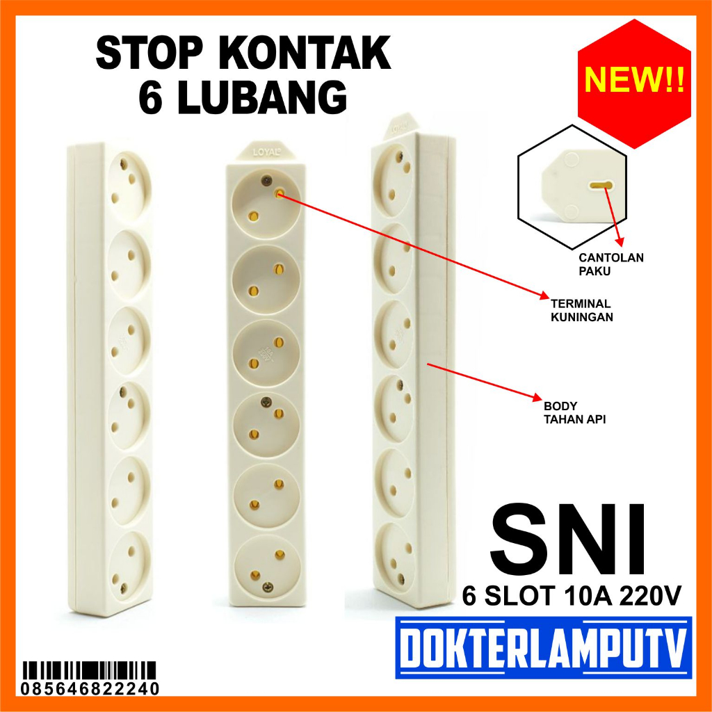 Kualitas Premium Stop Kontak Gepeng 6 Lubang SNI (Tanpa Kabel) UNTUK PROJEK PROYEKTOR DIYDLL