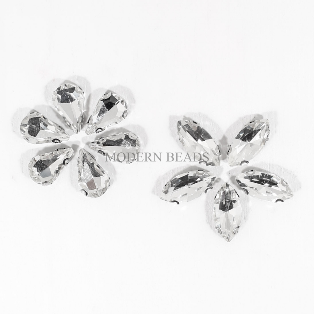 [KANTONG] Diamond Cangkang / Permata Cangkang Tetes 8x13mm Mata 7x15mm Putih Kristal / Bening Grade A Kaca