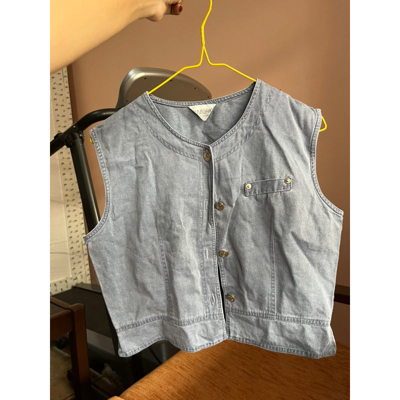 vest jeans crop /rompi jeans