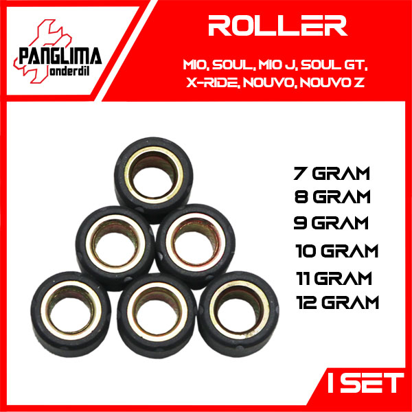 Roller 8 10 11 9 12 7 Gram Mio &amp; X-Ride &amp; Mio Sporty &amp; Mio Soul &amp; Mio J &amp; Mio GT &amp; Mio Smile &amp; Nouvo &amp; Soul GT 1 Set-6 Pcs-Biji Roler Pemberat