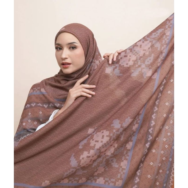 SALE HIJAB / ASMERAAA COKLAT / COD / KERUDUNG VOAL MOTIF / SEGI EMPAT VOAL / JILBAB TERBARU / LASER 