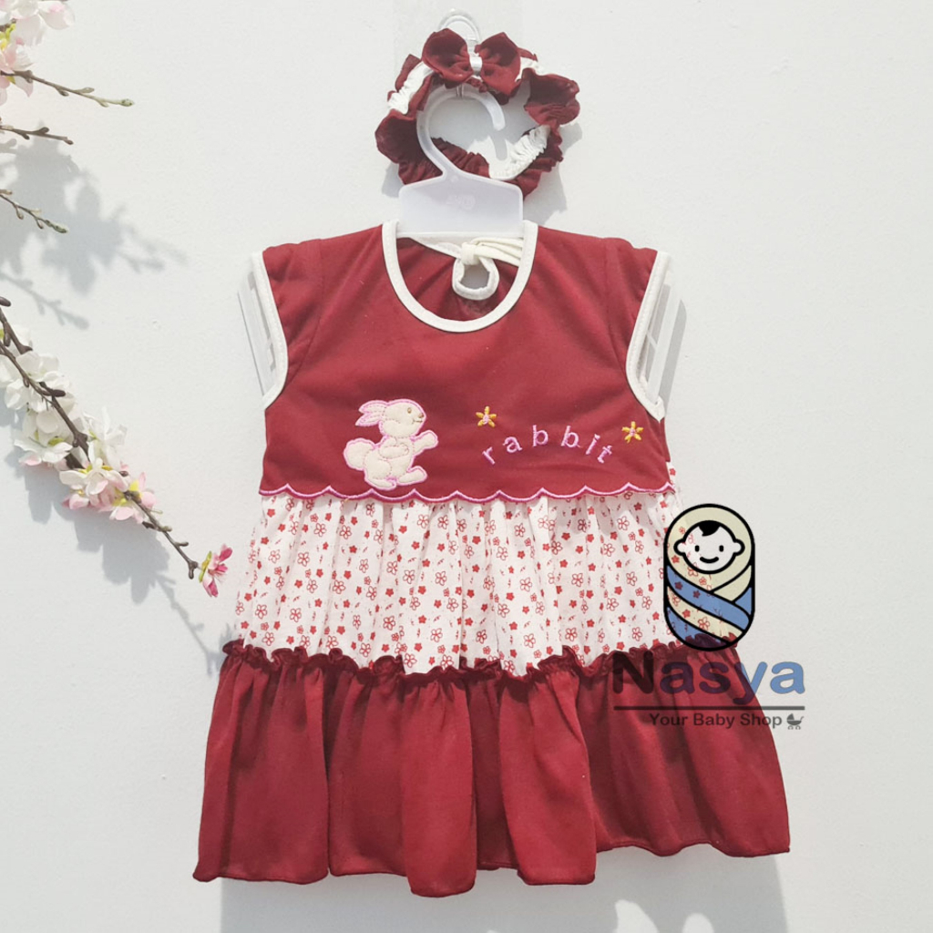 [P-052] Baju Bayi / Dress Bayi Perempuan 0-6 bulan Motif (bonus bandana) Planet Kids