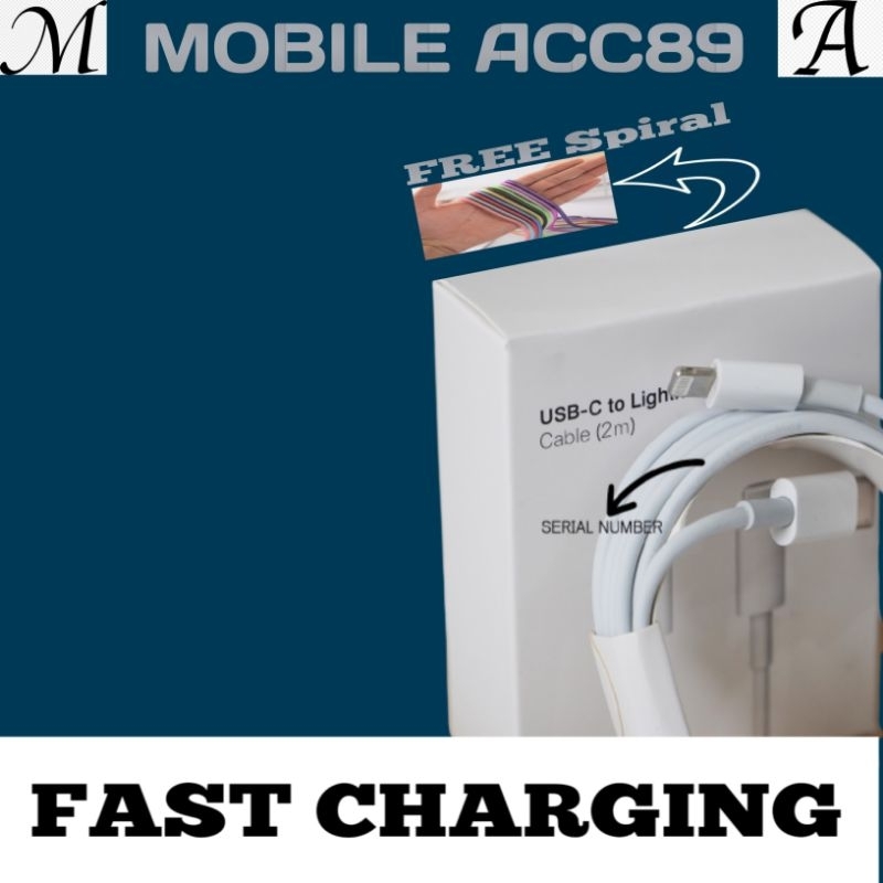 Kabel Lightning Fast charging 2 Meter / 1M USB-C TO LIGHTNING CABLE Data IP XR , XS ,XSMAX 11 , 12 , 13 ,14 pro max Charger Iph, Casan, Type C to Lightning Original