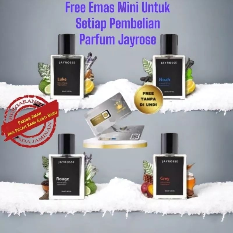 [FREE EMAS] Parfum JAYROSSE 30ml Parfum Pria Parfum Cowok Parfum Grey Parfum Rounge Parfum Noah Parfum Luke Minyak Wangi JAYROSSE Minyak Wangi Grey Minyak Wangi Rounge Minyak Wangi Noah Minyak Wangi Luke Minyak Wangi Tahan Lama Parfum Wanita Parfum Cewek