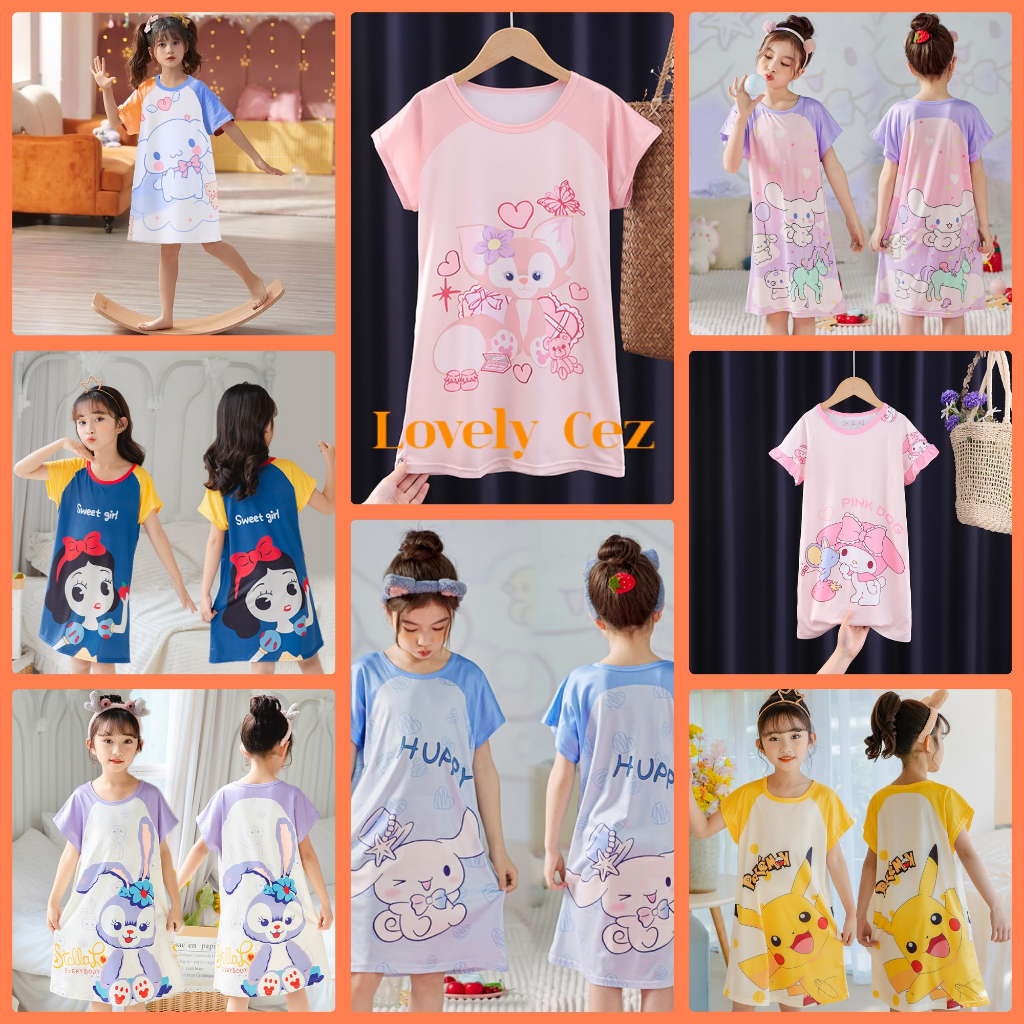 Daster Anak Dress Piyama Anak Baju Tidur Anak Princess Unicorn Rabbit