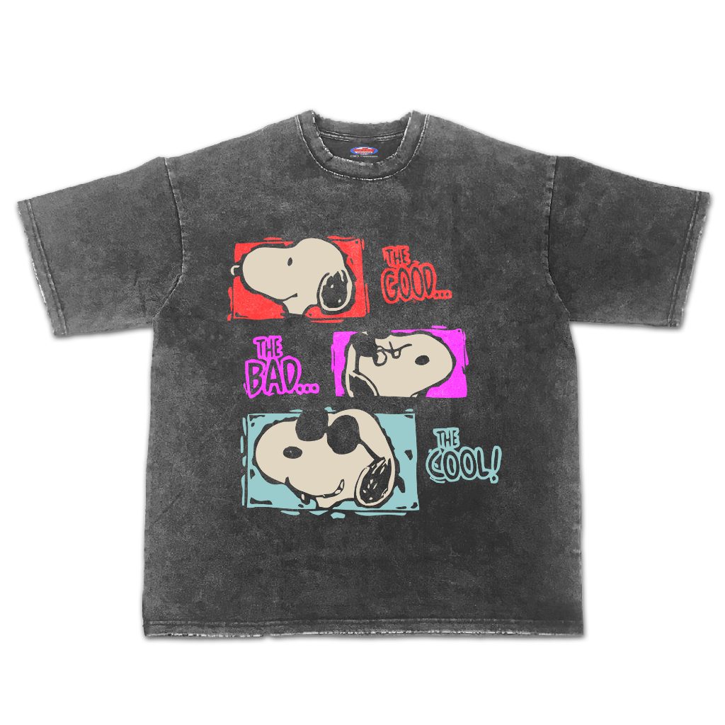 Kaos Snoopy Carton Oversize Stone Wash