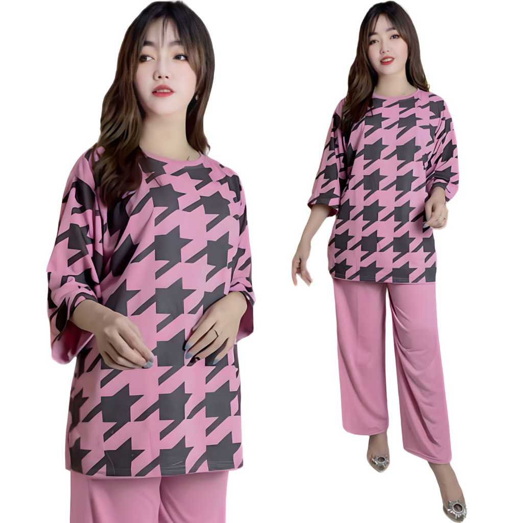 VISTATERRY LD 120 SETELAN WANITA CELANA DAN ATASAN OVERSIZE WANITA HOSTUT