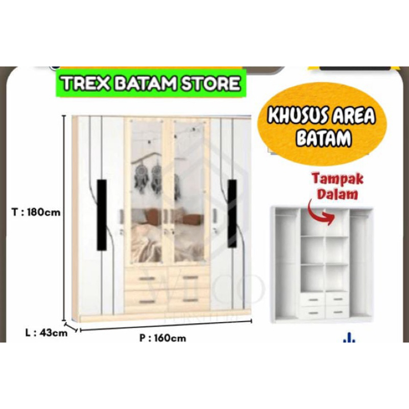 LEMARI PAKAIAN 4 PINTU LL4P EMILY [ BATAM ]