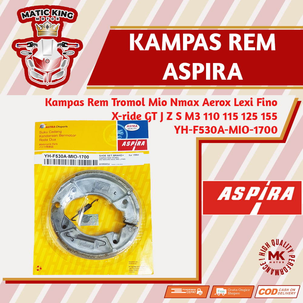 Kampas rem dispad discpad depan belakang Yamaha Mio Nmax Aerox Lexi Fino X ride Xeon Nouvo karburator  injeksi soul GT J Z S M3 RC 110 115 125 155  Aspira Astra Otoparts YH-F530A-MIO-1700