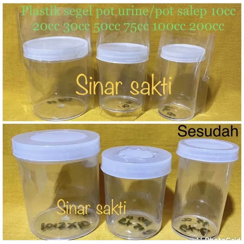plastik segel pot urin / plastik segel pot salep / segel plastik shrink