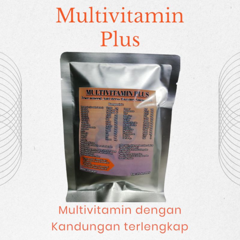 Multivitamin plus ikan 100 gram / multivitamin plus / multivitamin / vitamin ikan / multivitamin udang / vitamin udang / vitamin / supleman ikan / vitamin c / vitamin e / super fish / boster / premix aquavita / vitamineral / boster grotop