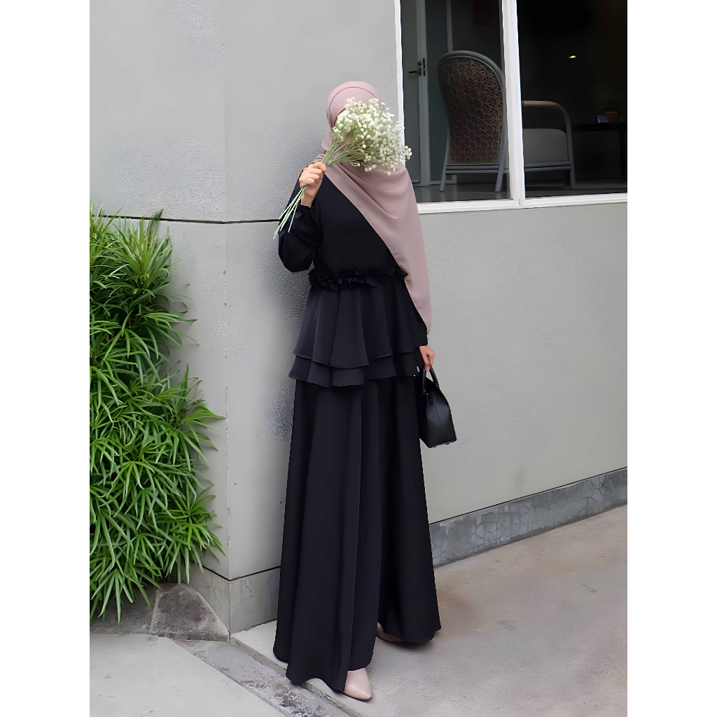 Tamara Dress Gamis Premium Polos Size M L XL Shakila Armani - Dress Gamis Wanita Syari Terbaru - Dress Gamis Polos Mewah - Dress Premium - Gamis Kondangan - Gamis Seragam - Gamis Pengajian Bisa COD By Zenic