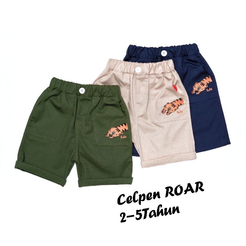 Celana Pendek Harian Chinos Katun Anak Laki Cowok TIGER ROAR