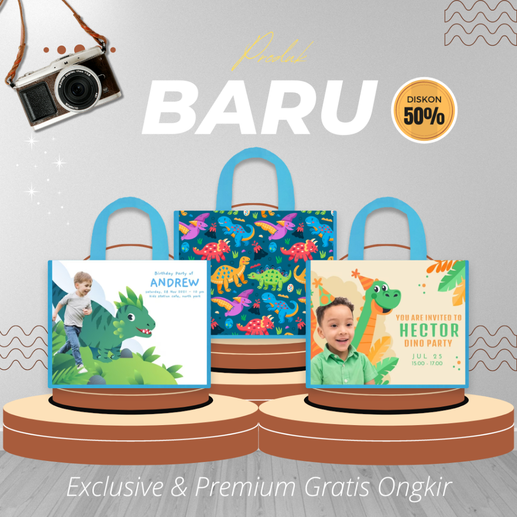 

FREE ONGKIR tas ulang tahun custom ukuran tas karakter tas dinosaurus tas kado tas hampers