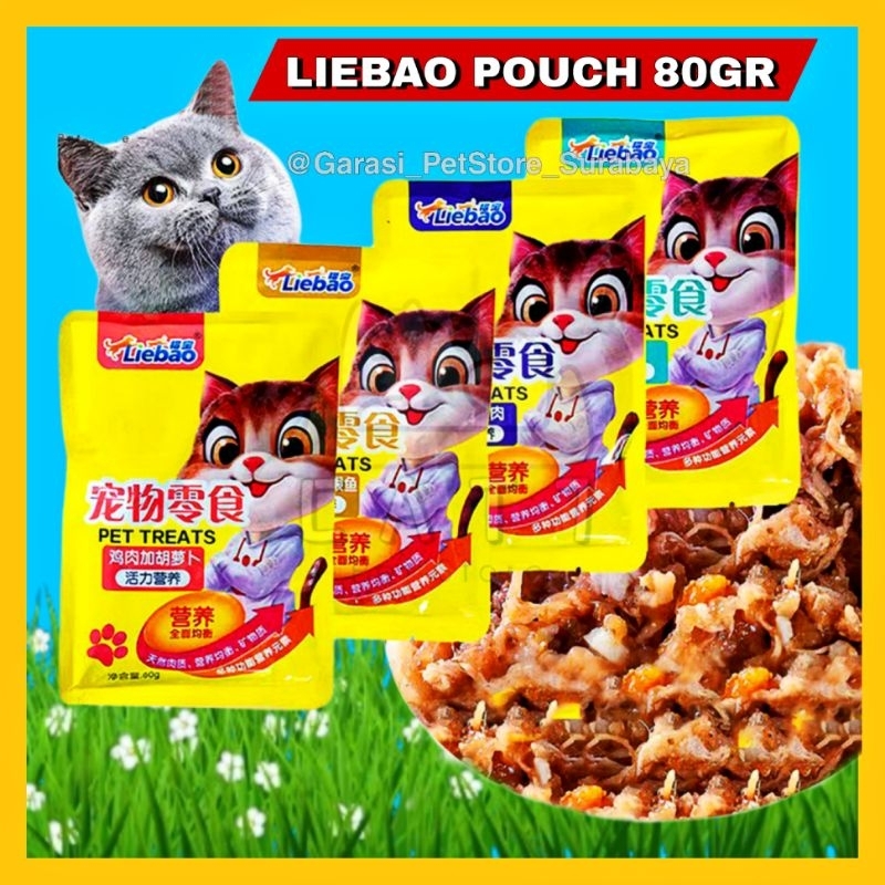 GPSS- Liebao Pouch 80gr Makanan Kucing Basah Bergizi Kitten Adult Wet Food Cat Dry Food Cat Snack Kucing Creamy Cat Food Bao Bao Pouch 80gr Snack Kucing Basah