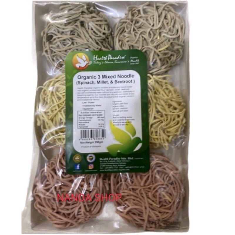 

Health Paradise Organic 3 mixed noodle (spinach,pumpkin,betroot)250gr