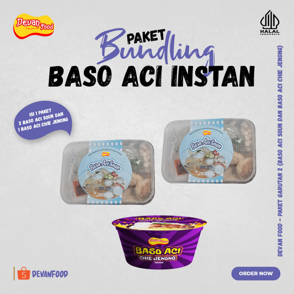 

Devan Food - Paket Garutan 2 (baso aci soun dan baso aci chie jenong)