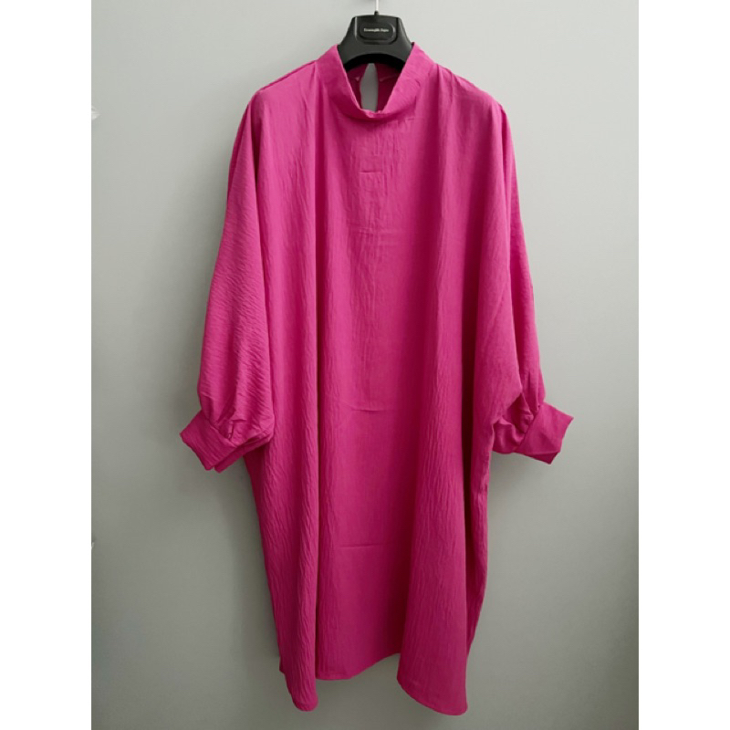 Atasan Blouse Tunik Crinkle Batwing, Fuschia (F097)