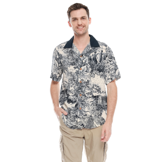 Dyllco Kemeja Cuban Hawai Pria Lengan Pendek Indiana Bowling Shirt - Unisex