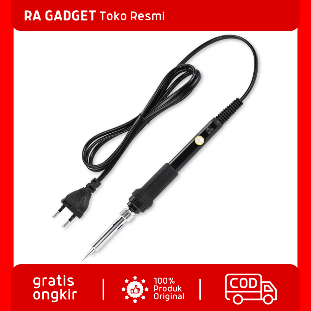 Solder Elektrik Adjustable Temperature Soldering Iron 220V 60W / Alat Solder Soldering Solderan Patr