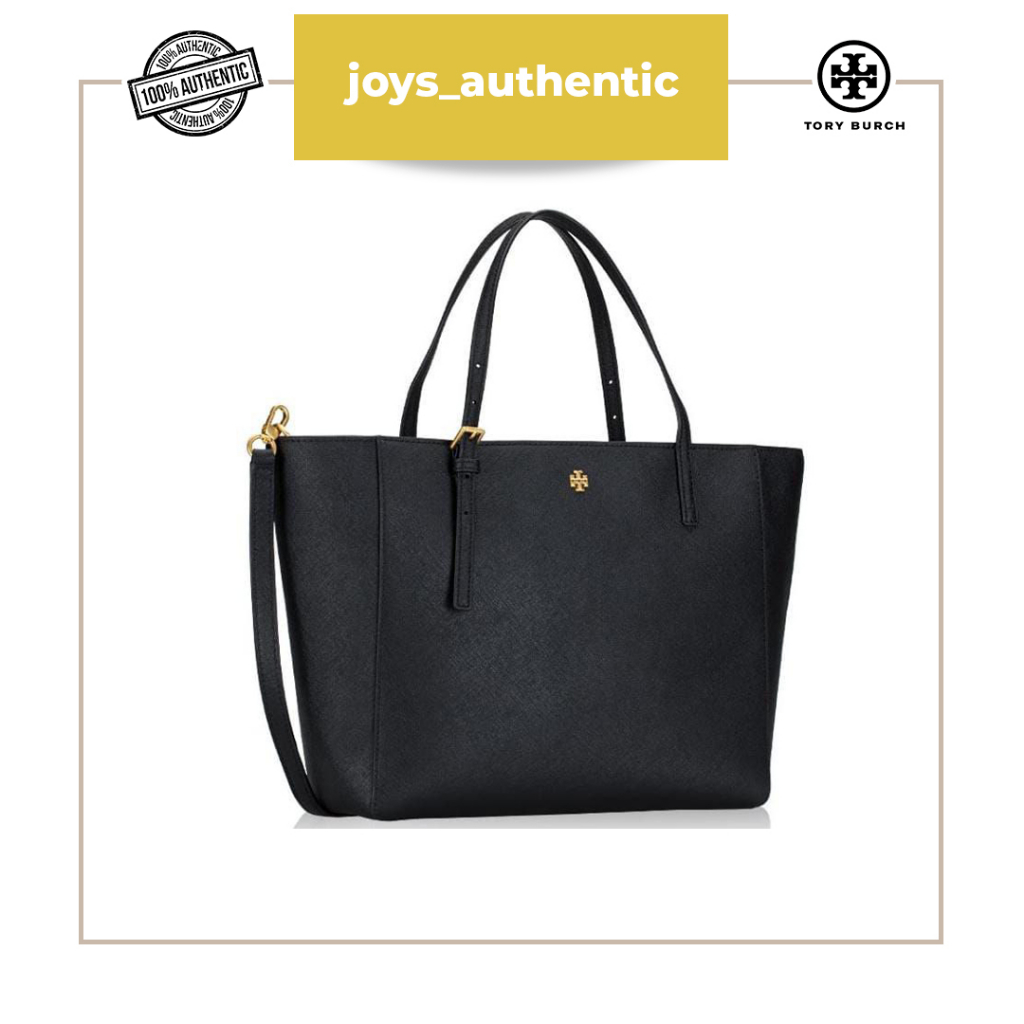 Tas wanita TB Tory burch emerson small zip tote hitam black woman bag authentic original