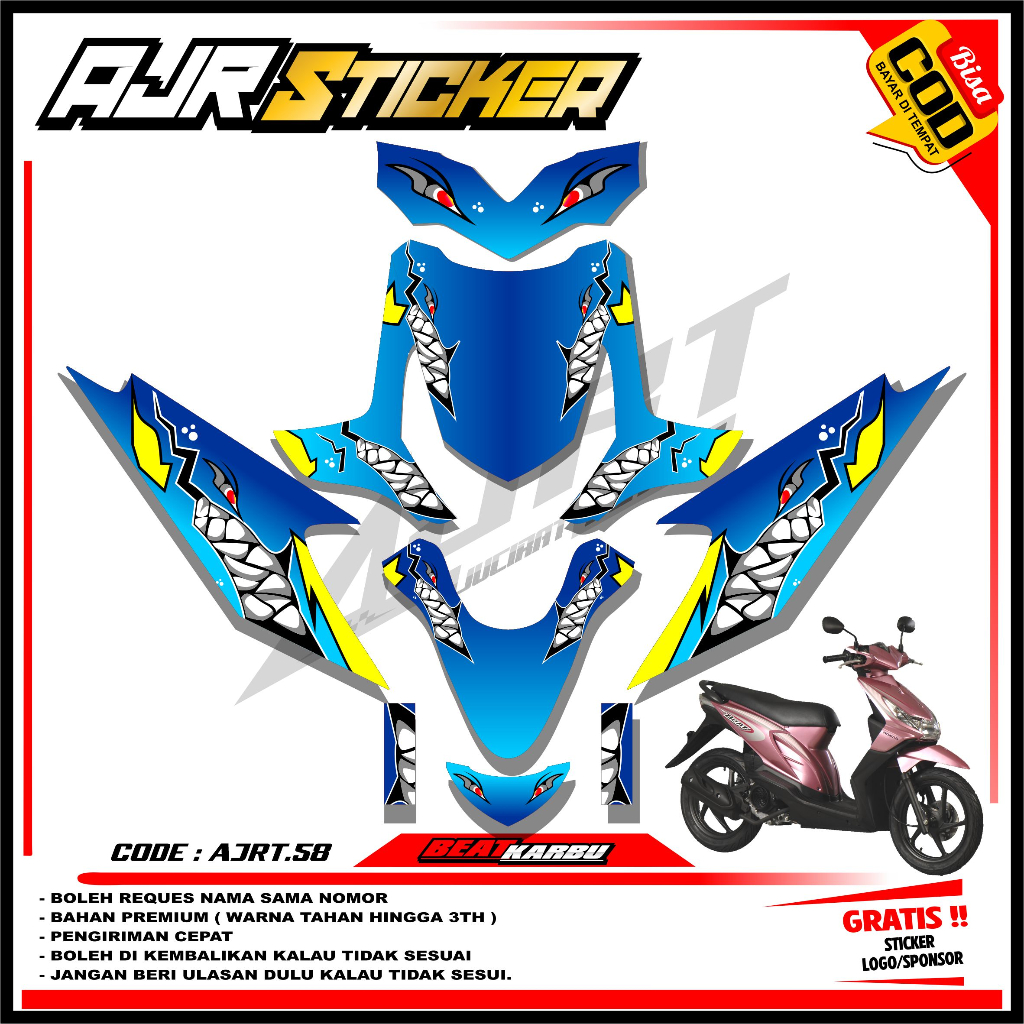 Decal Beat Karbu - SEMI DECAL Variasi List HONDA BEAT KARBU .AJRT.58